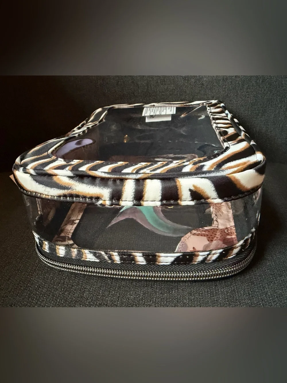Lug Clear Zip Storage Pouch Bag – Zebra Sand (Black White Brown Animal)